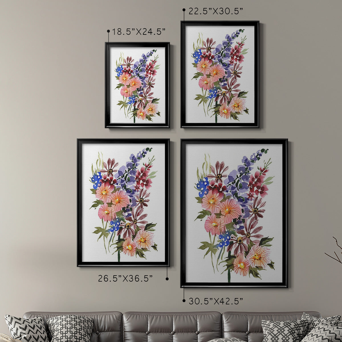 Garden Bouquets III - Modern Framed Canvas Print
