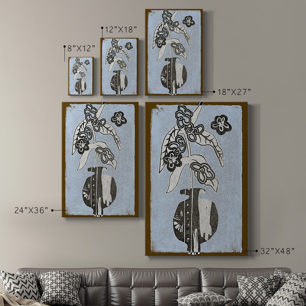 Graphic Flowers in Vase IV - Canvas Art Print
