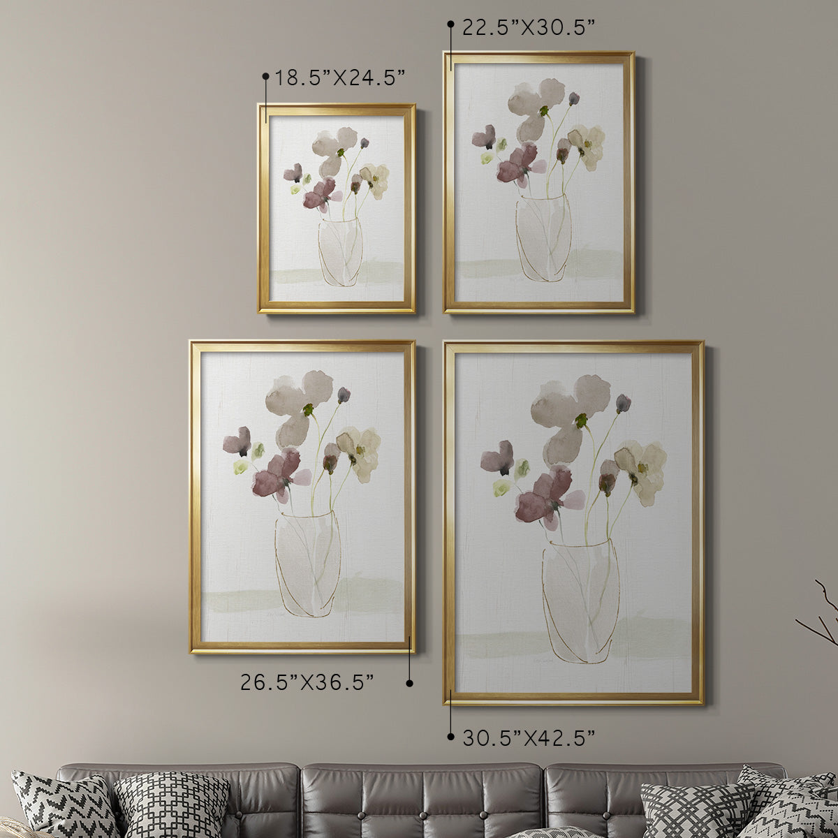 Choose Happy Bouquet II - Modern Framed Canvas Print