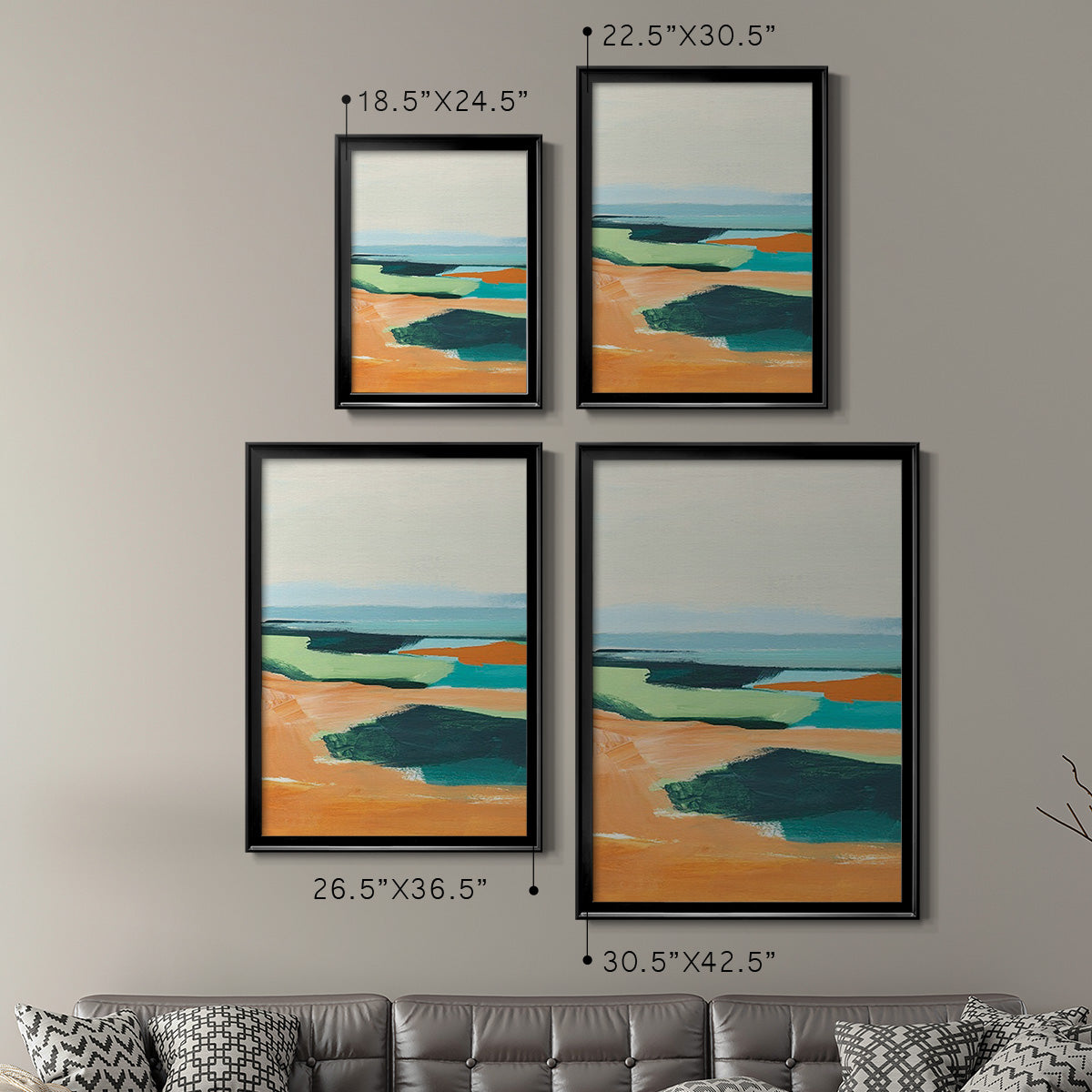 Aqua and Orange II - Modern Framed Canvas Print