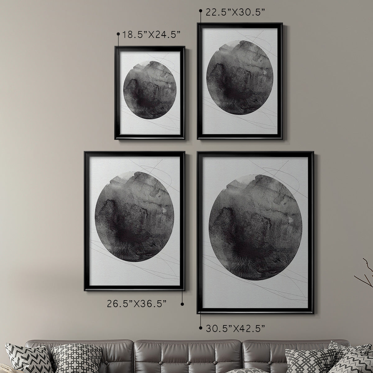 Graphite Moon I - Modern Framed Canvas Print