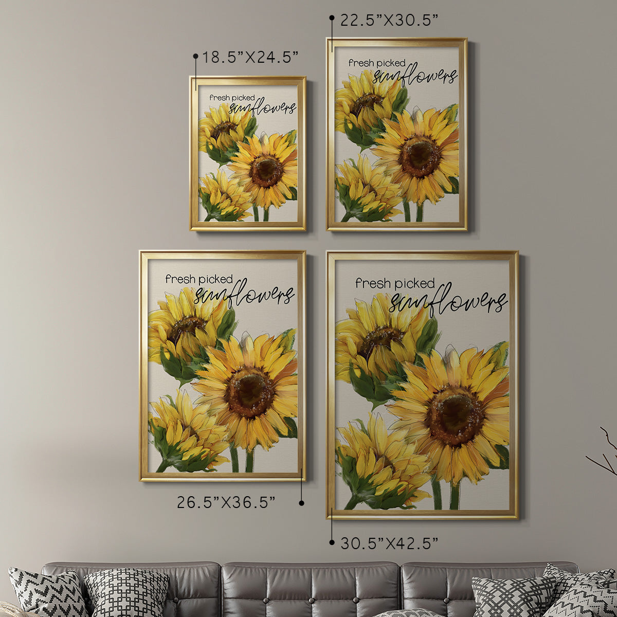 Fresh Picked Sunflowers - Modern Framed Canvas Print