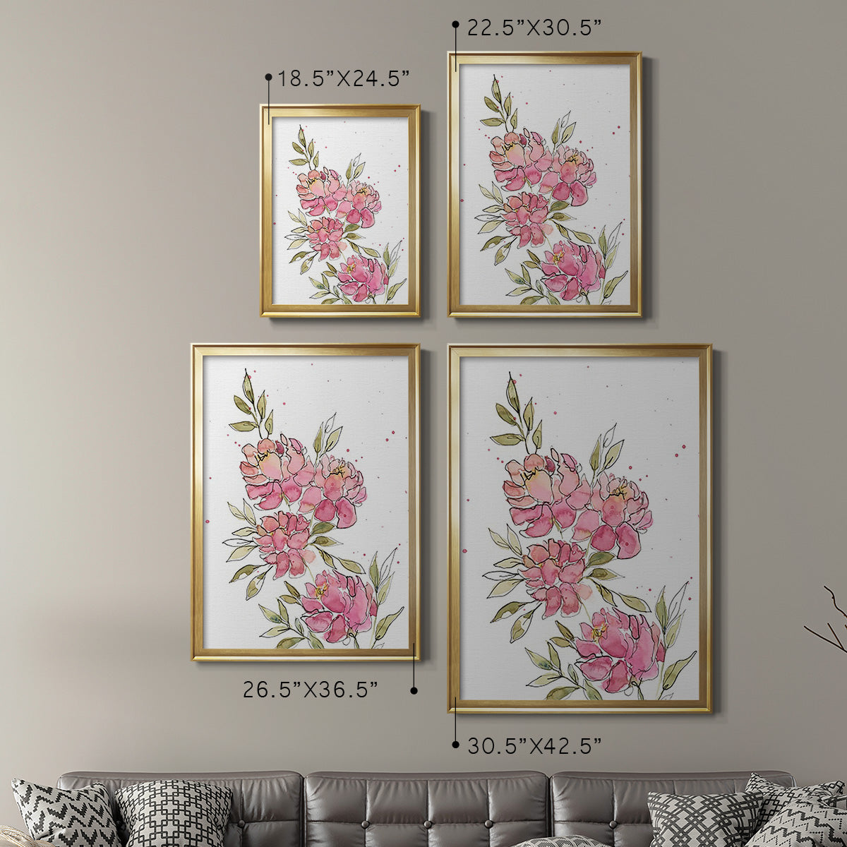 Watercolor Blooms I - Modern Framed Canvas Print