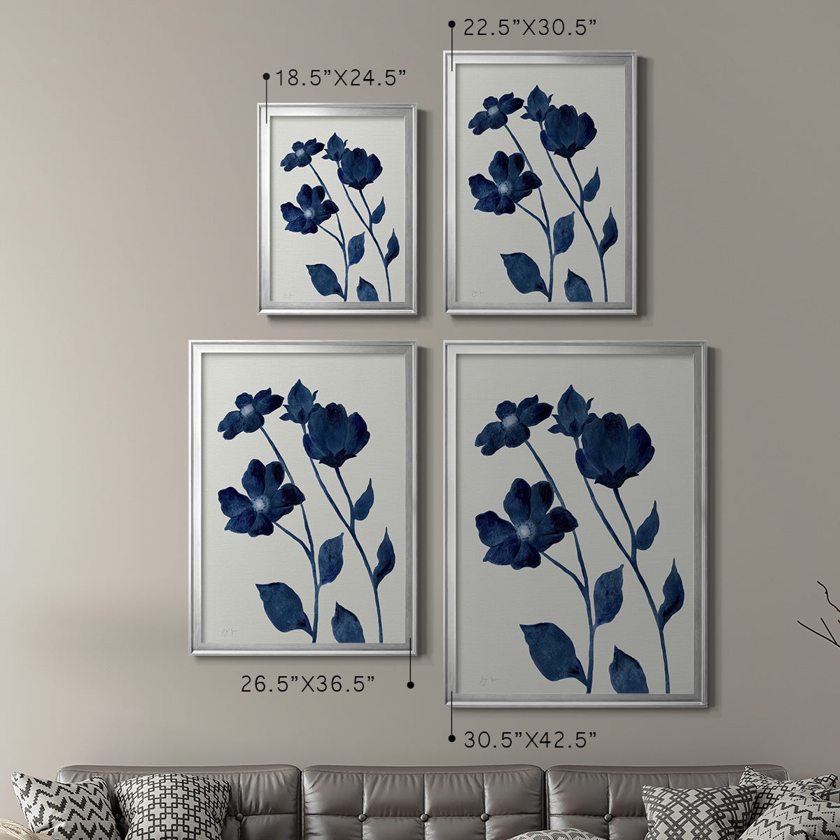 Indigo Bloom I - Modern Framed Canvas Print