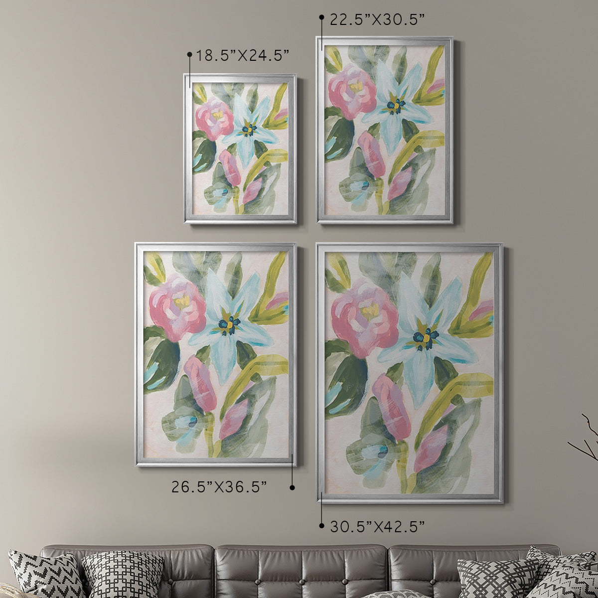 Floral Breeze Fresco  I - Modern Framed Canvas Print