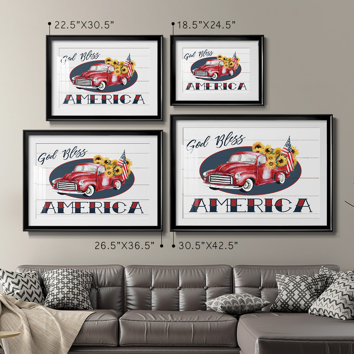 God Bless America Truck - Modern Framed Art Print