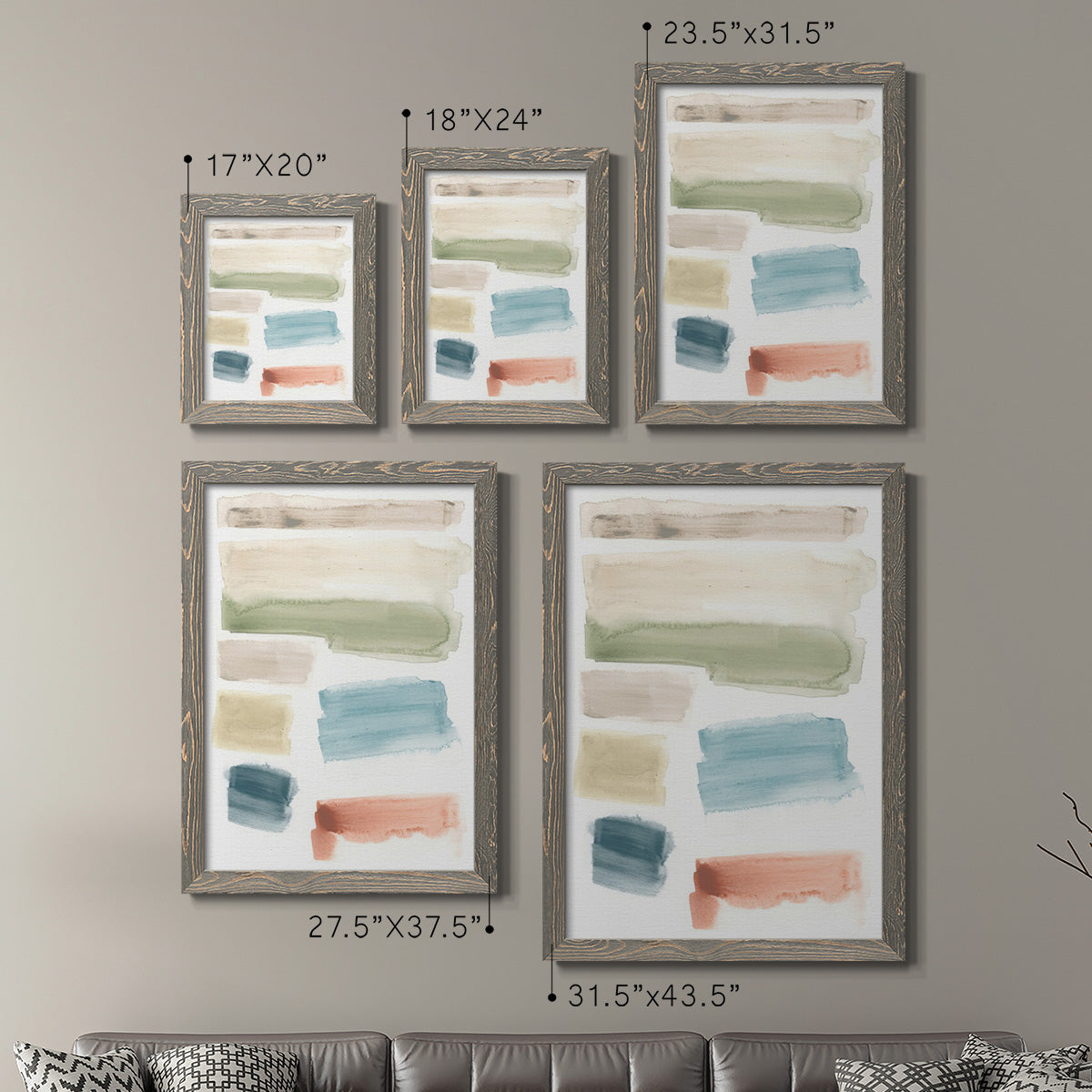 Watercolor Swatches I - Premium Framed Canvas 2 Piece Set - Ready to Hang