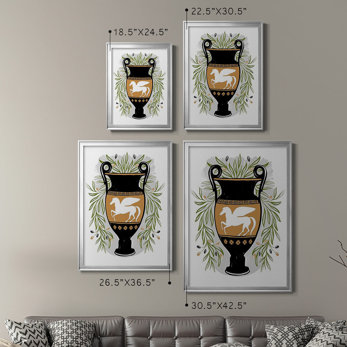 Greek Vases III - Modern Framed Canvas Print