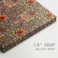 Canvas art print of a repeating pattern of stylized flowers with warm red tones and curved stems, highlighting texture and gallery-wrapped edges