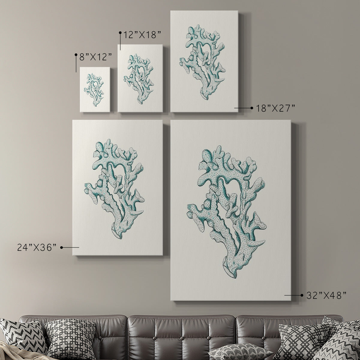 Antique Coastal Coral IV - Canvas Art Print