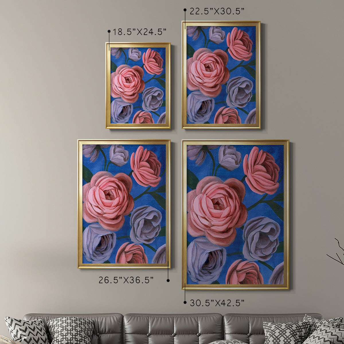 Layered Petals II - Modern Framed Canvas Print