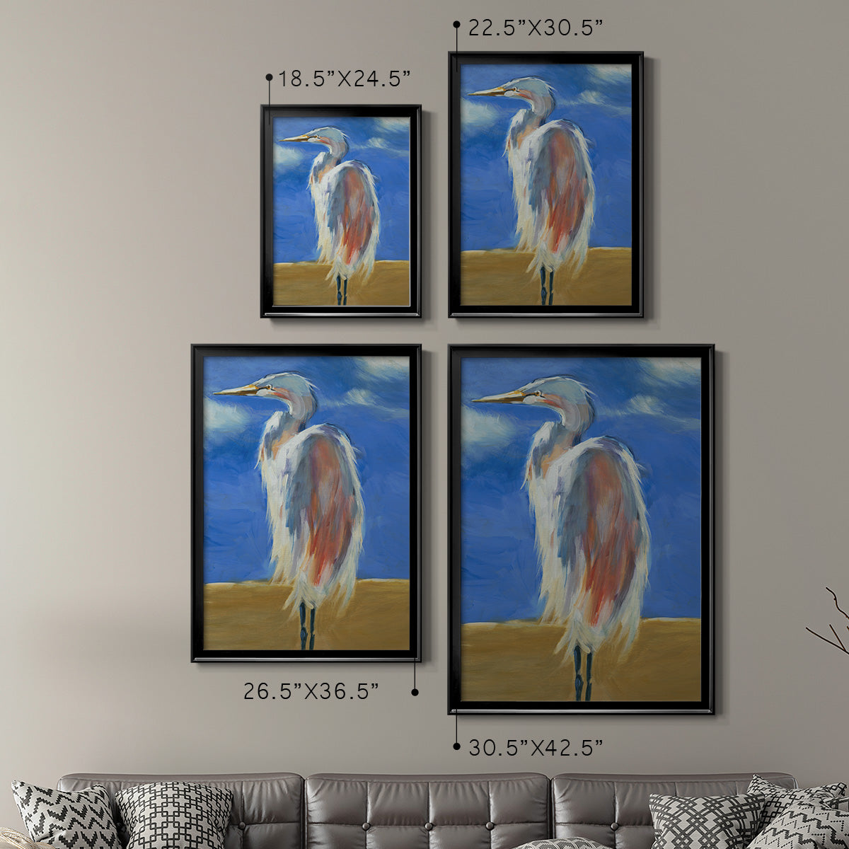 Blue Heron - Modern Framed Canvas Print