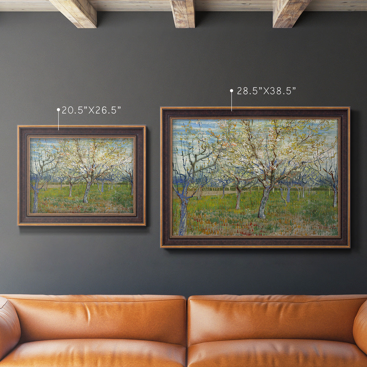 Orchard With Blossoming Apricot Trees - Ornate Framed Canvas Print