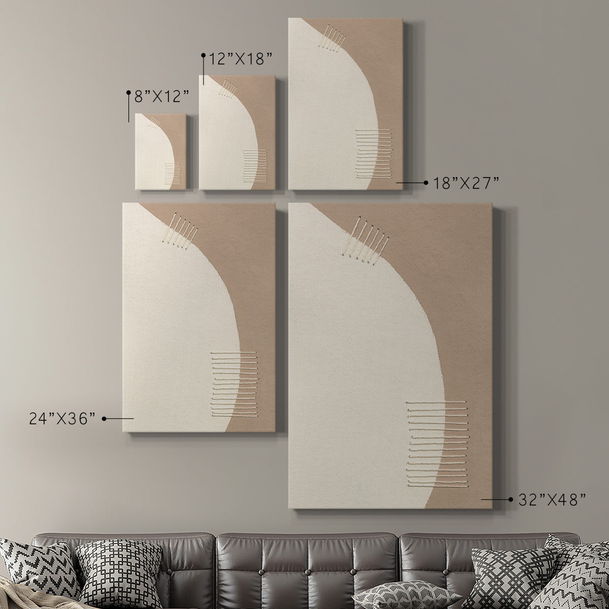 Neutral Stitches IV Premium Gallery Wrapped Canvas - Ready to Hang