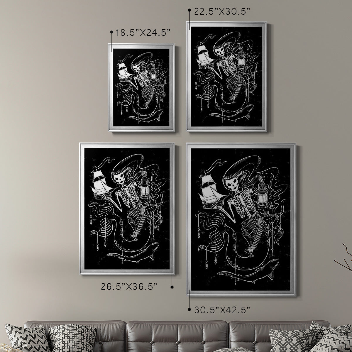 Pirate Mermaids I - Modern Framed Canvas Print