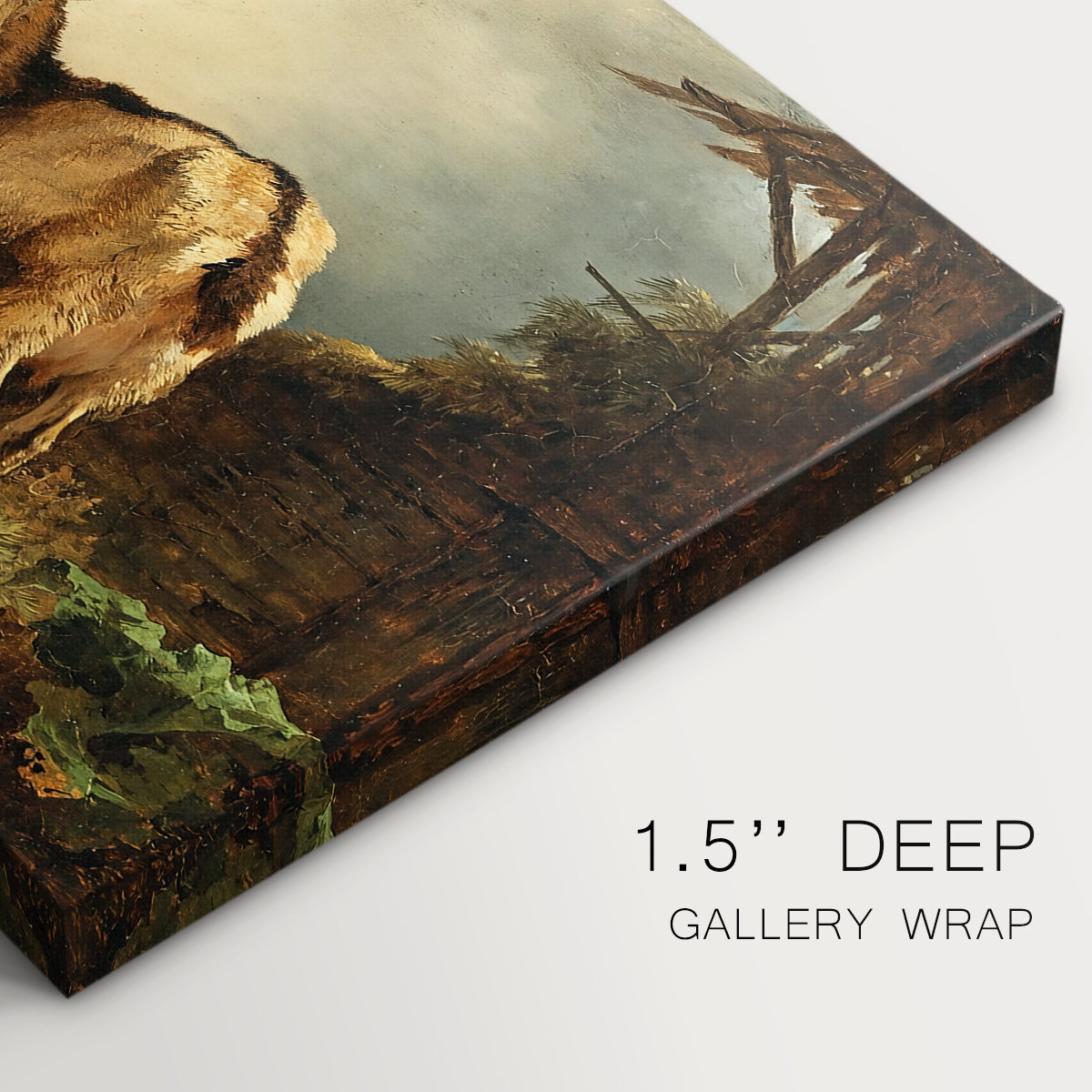 Canvas art print of a goat with young kids in countryside, highlighting texture and gallery-wrapped edges