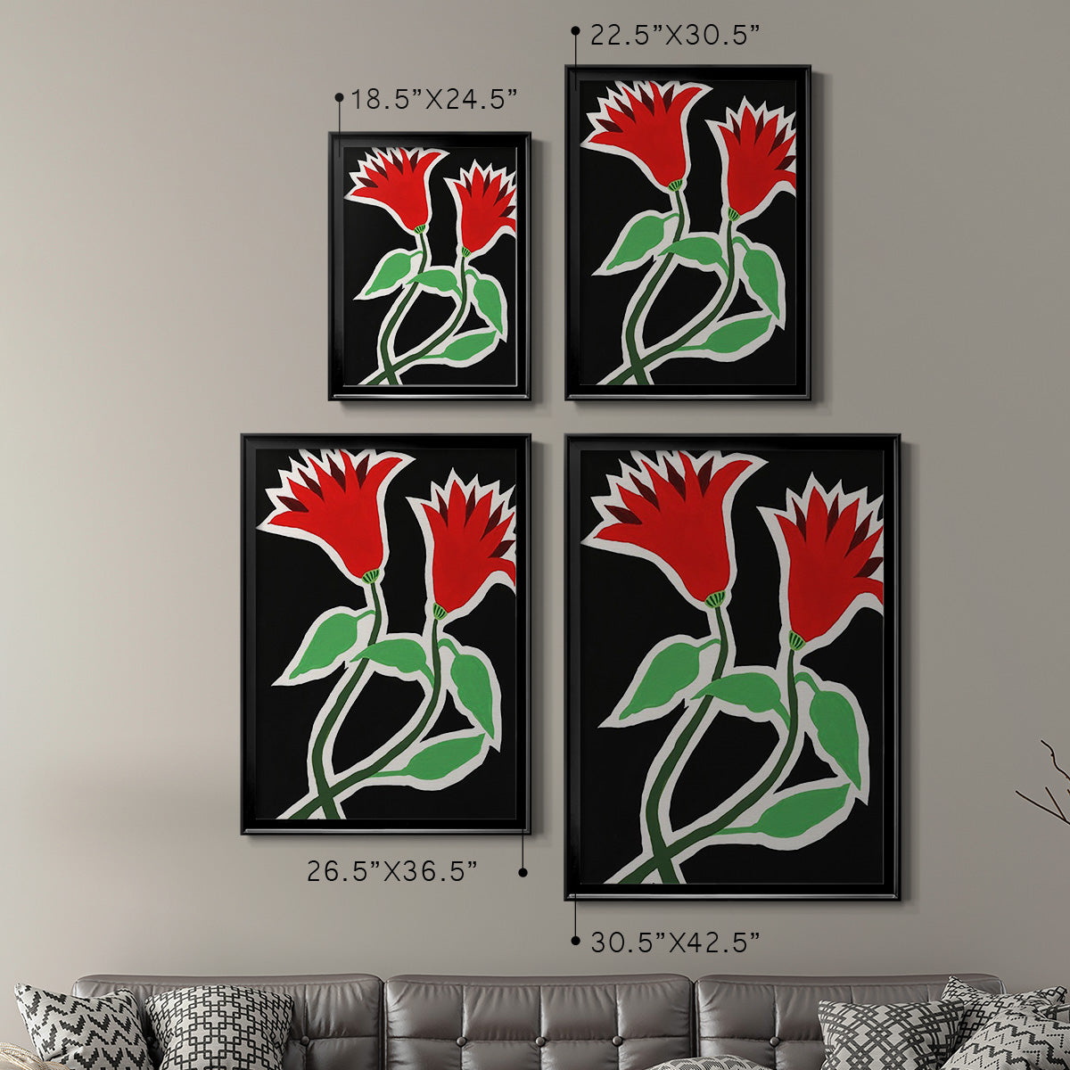 Pop Flowers VI - Modern Framed Canvas Print