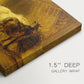Canvas art print of an ewe with lambs resting together in open countryside, highlighting texture and gallery-wrapped edges