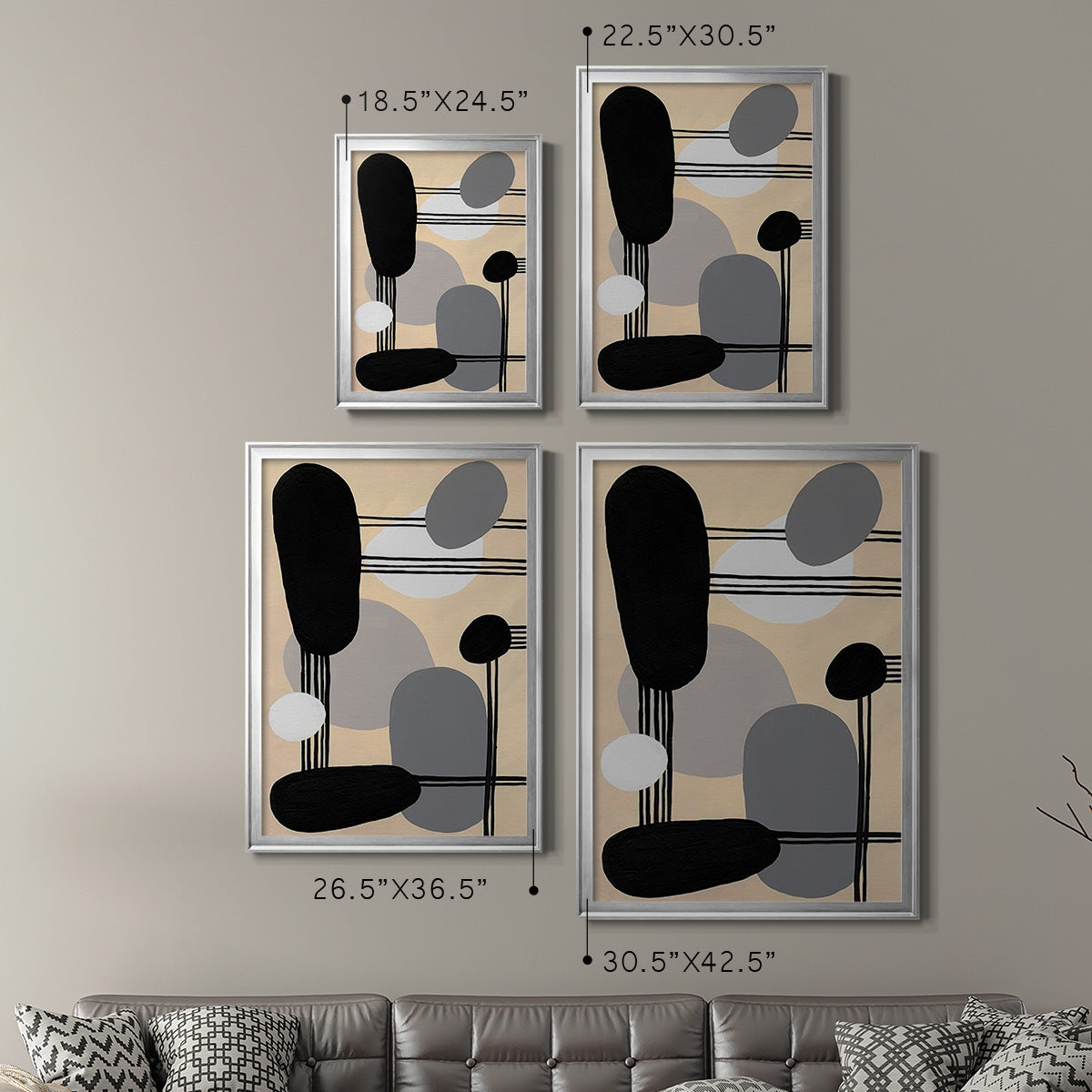 Interconnected Shapes I - Modern Framed Canvas Print