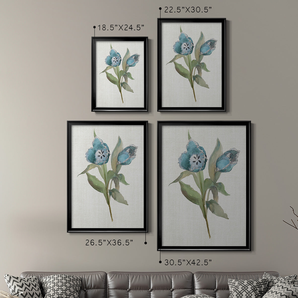 Blue Tulip Picks I - Modern Framed Canvas Print