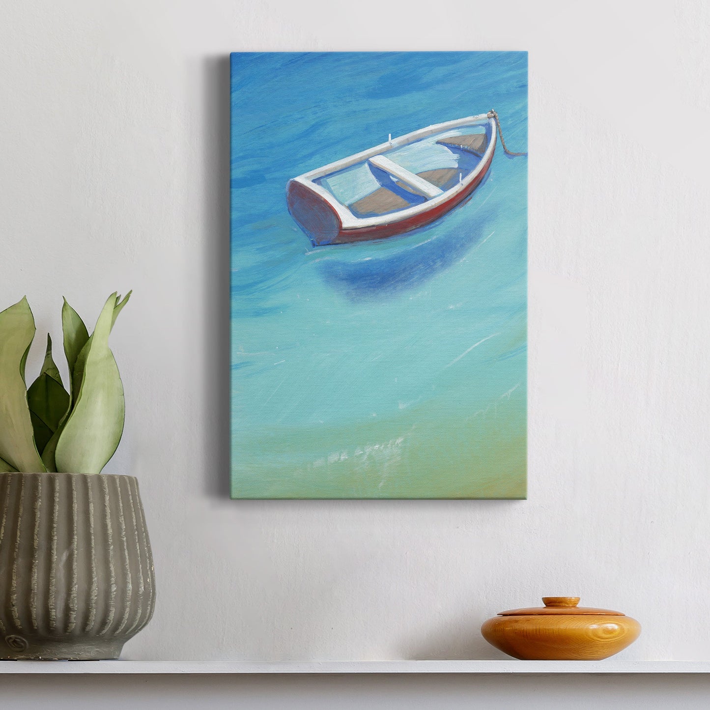 Anchored Dingy II Premium Gallery Wrapped Canvas - Ready to Hang