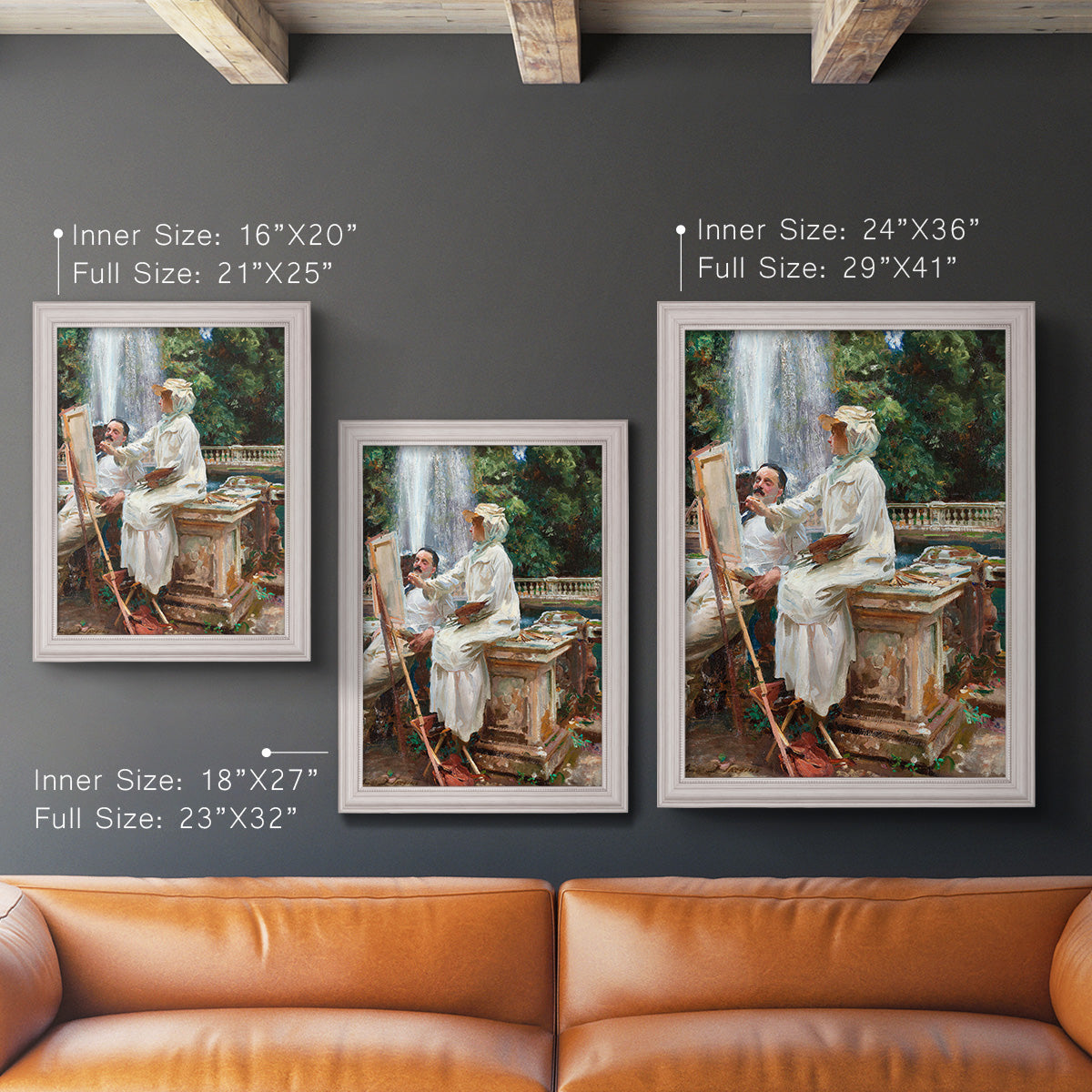 The Fountain Villa Torlonia, Frascati, Italy - Ornate Framed Canvas Print