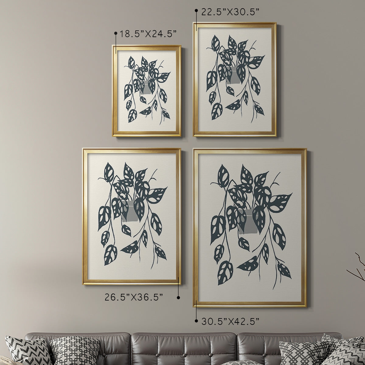 Growing Leaves V - Modern Framed Canvas Print