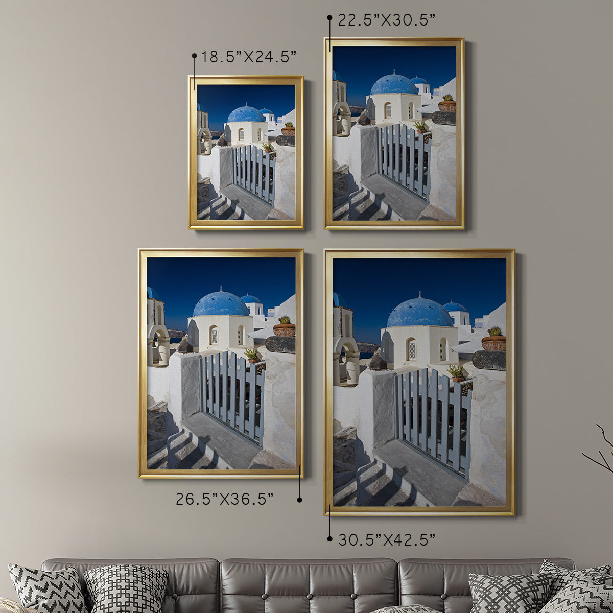 Santorini Sidewalk - Modern Framed Canvas Print