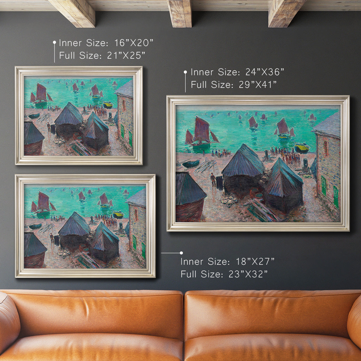 The Departure of the Boats Etretat - Ornate Framed Canvas Print