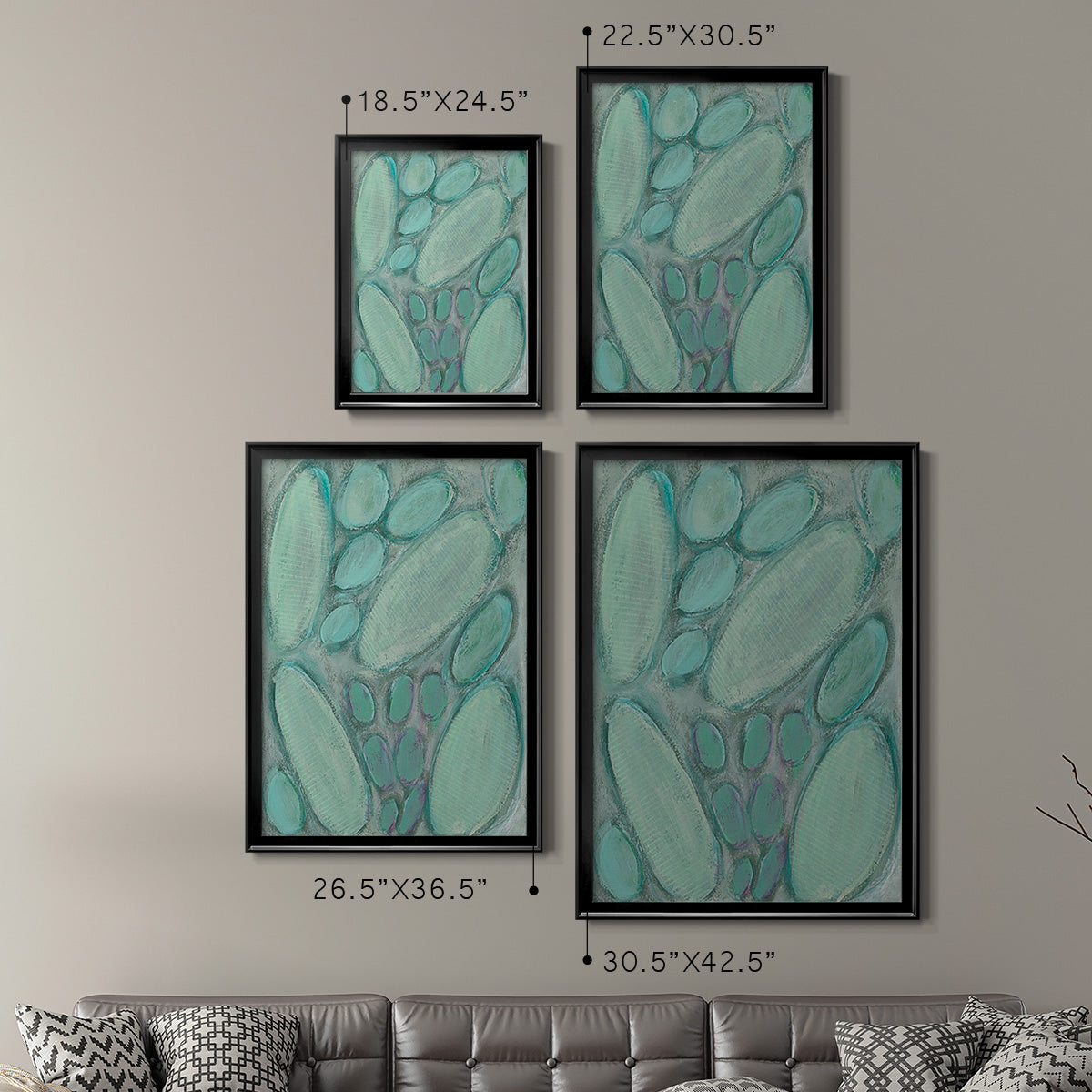 Blue Orbs I - Modern Framed Canvas Print
