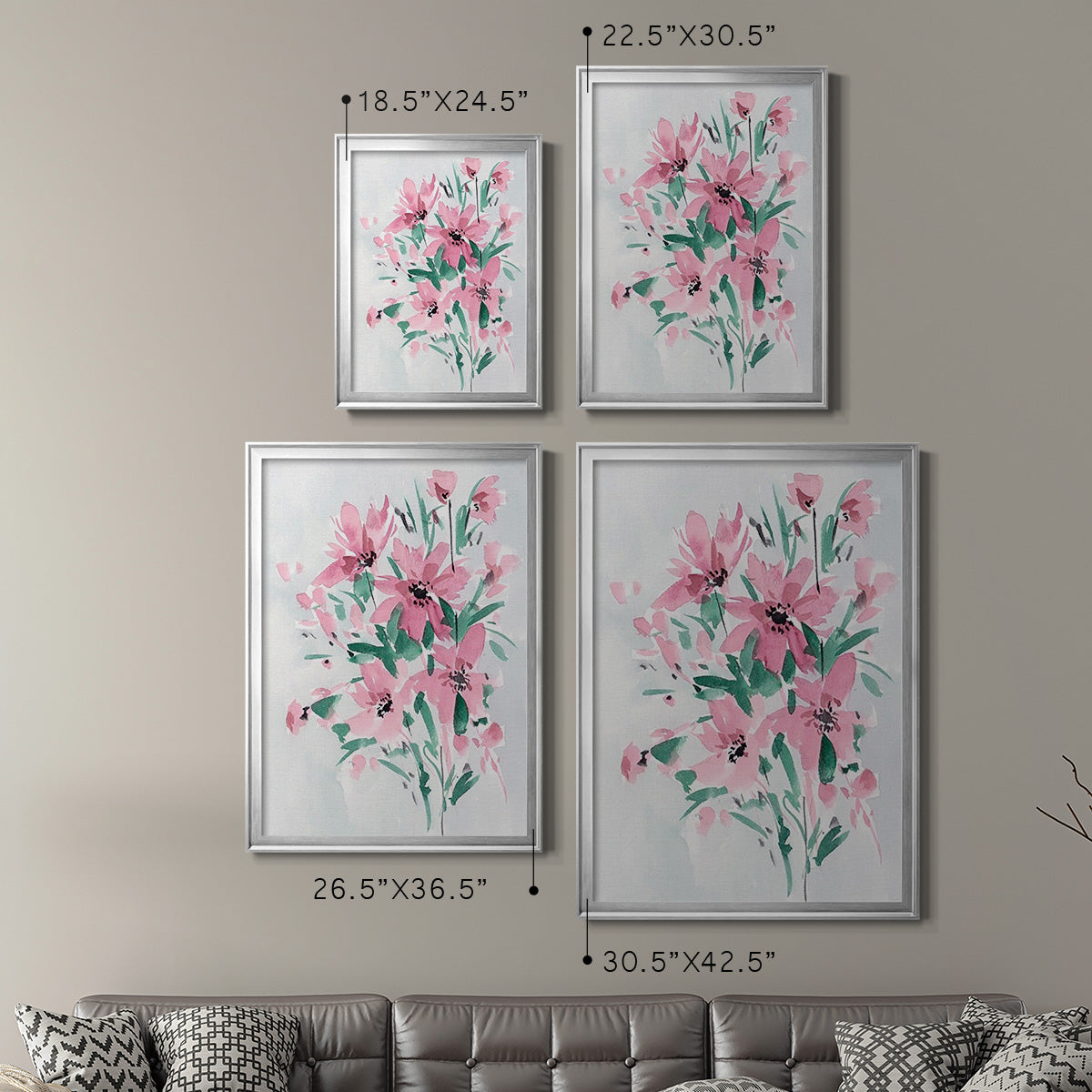 Posy Blooms III - Modern Framed Canvas Print