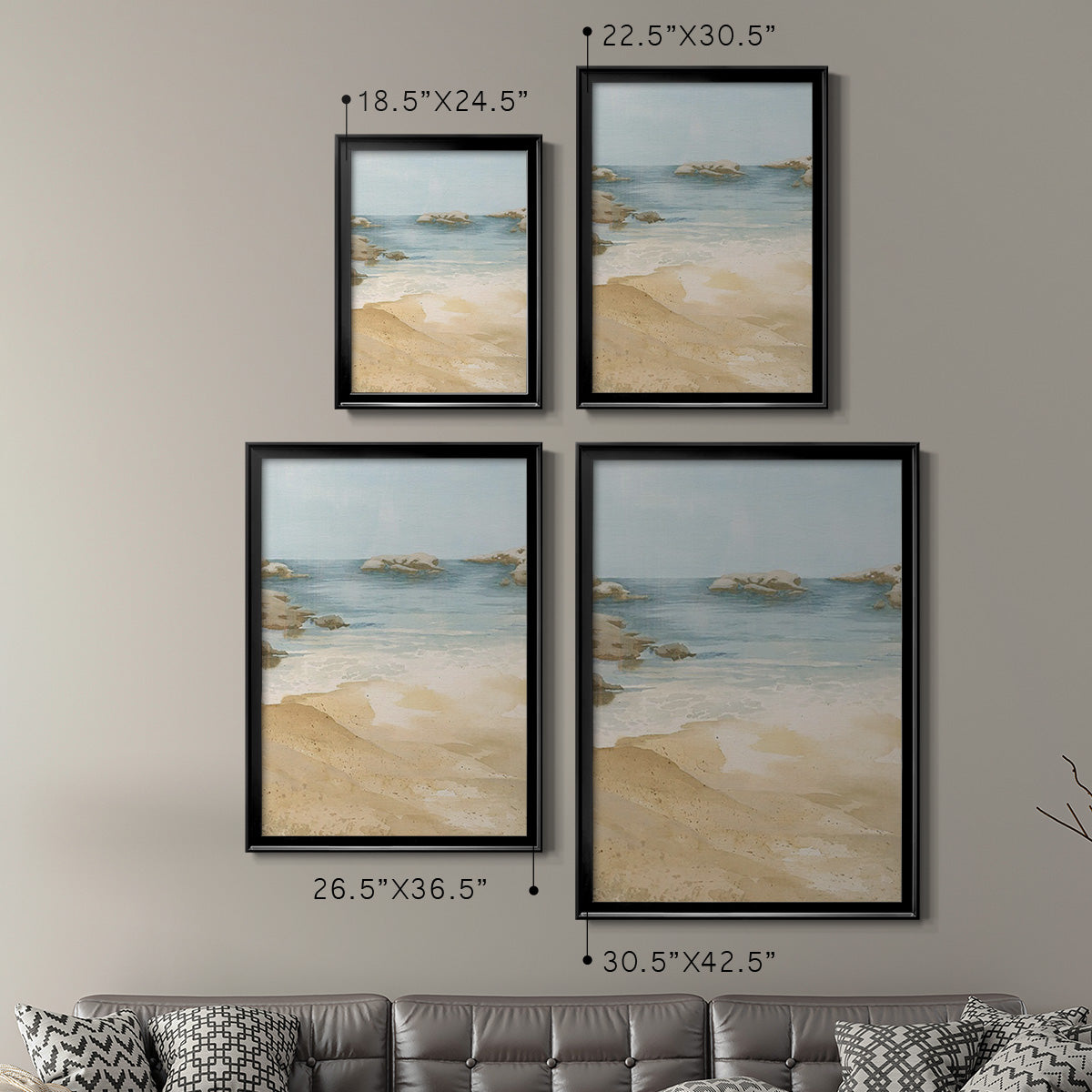 Tranquil Beach I - Modern Framed Canvas Print