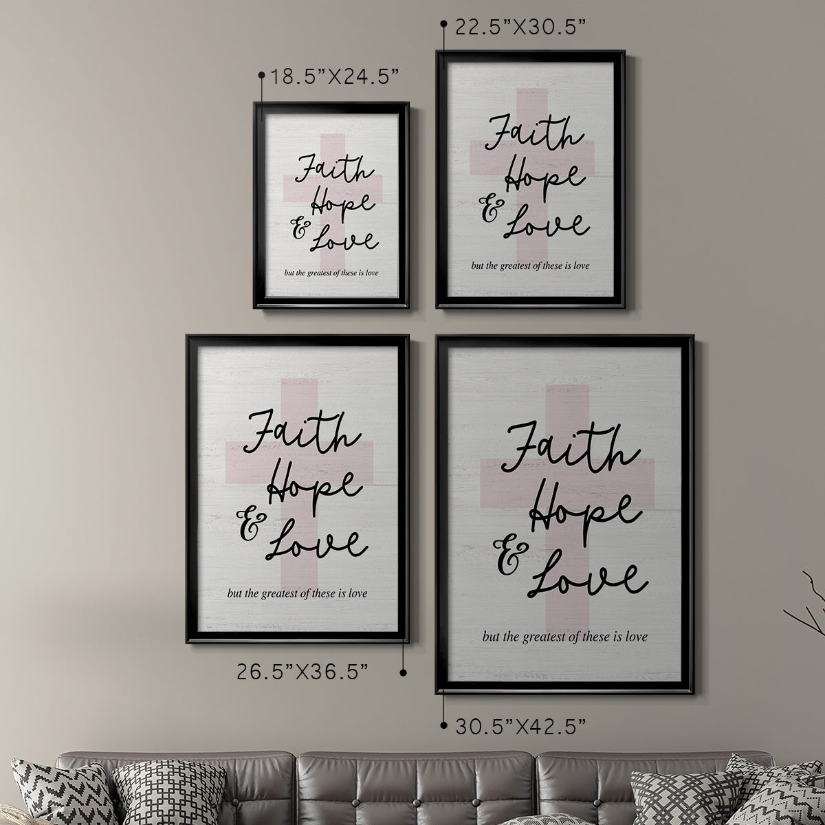 Faith Hope and Love Cross - Modern Framed Canvas Print