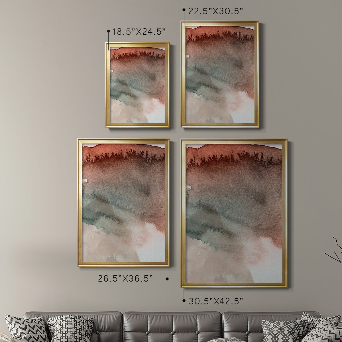 Red Ochre Abstract IV - Modern Framed Canvas Print