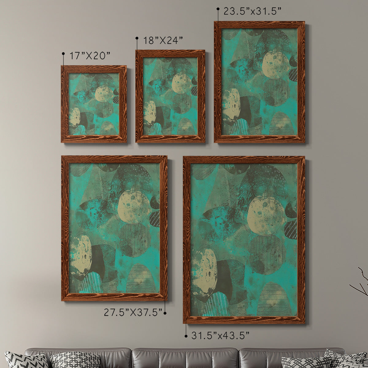 Minty Green Orbs I - Premium Framed Canvas 2 Piece Set - Ready to Hang