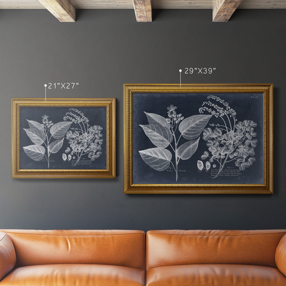 Foliage on Navy III Premium Framed Canvas- Ready to Hang