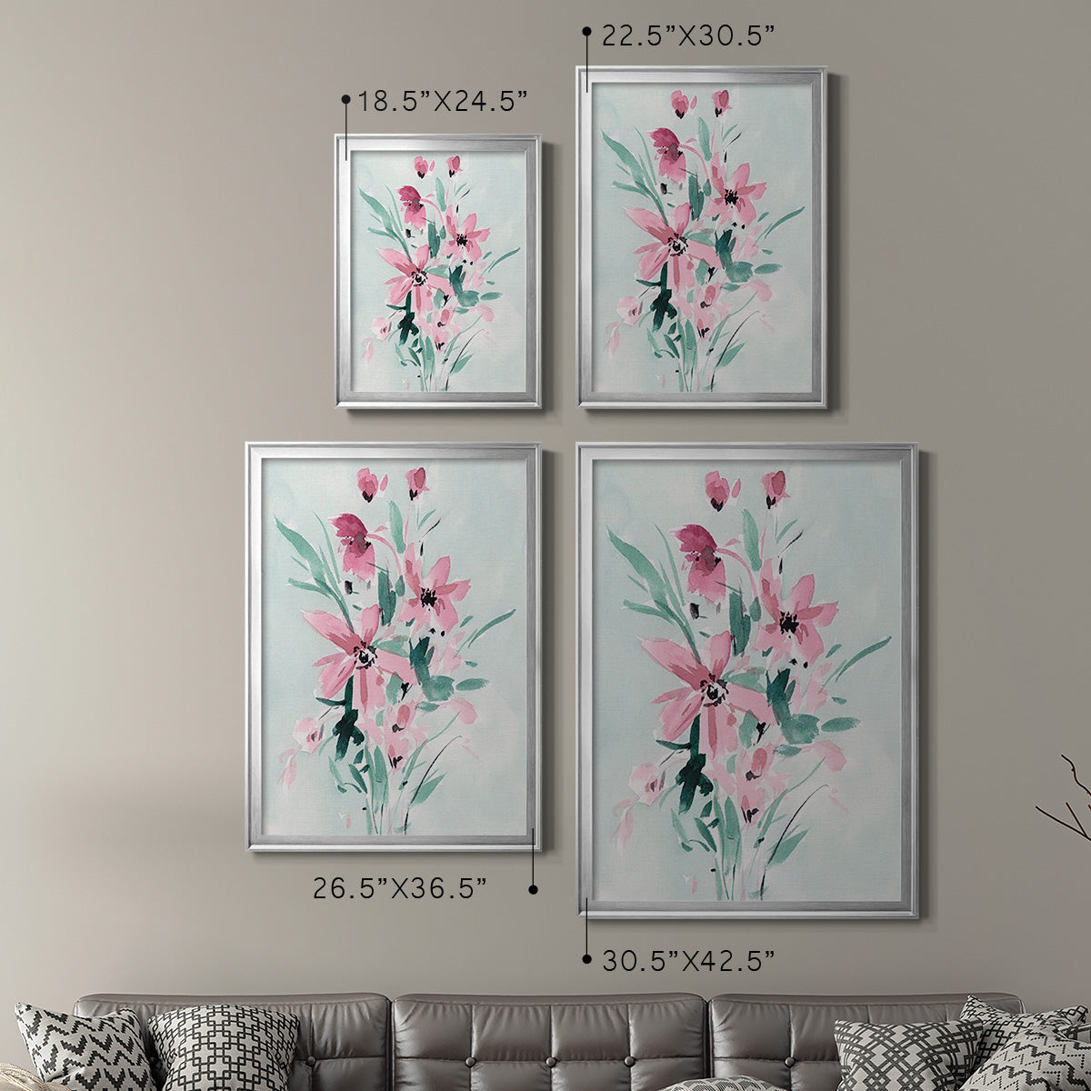 Posy Blooms II - Modern Framed Canvas Print