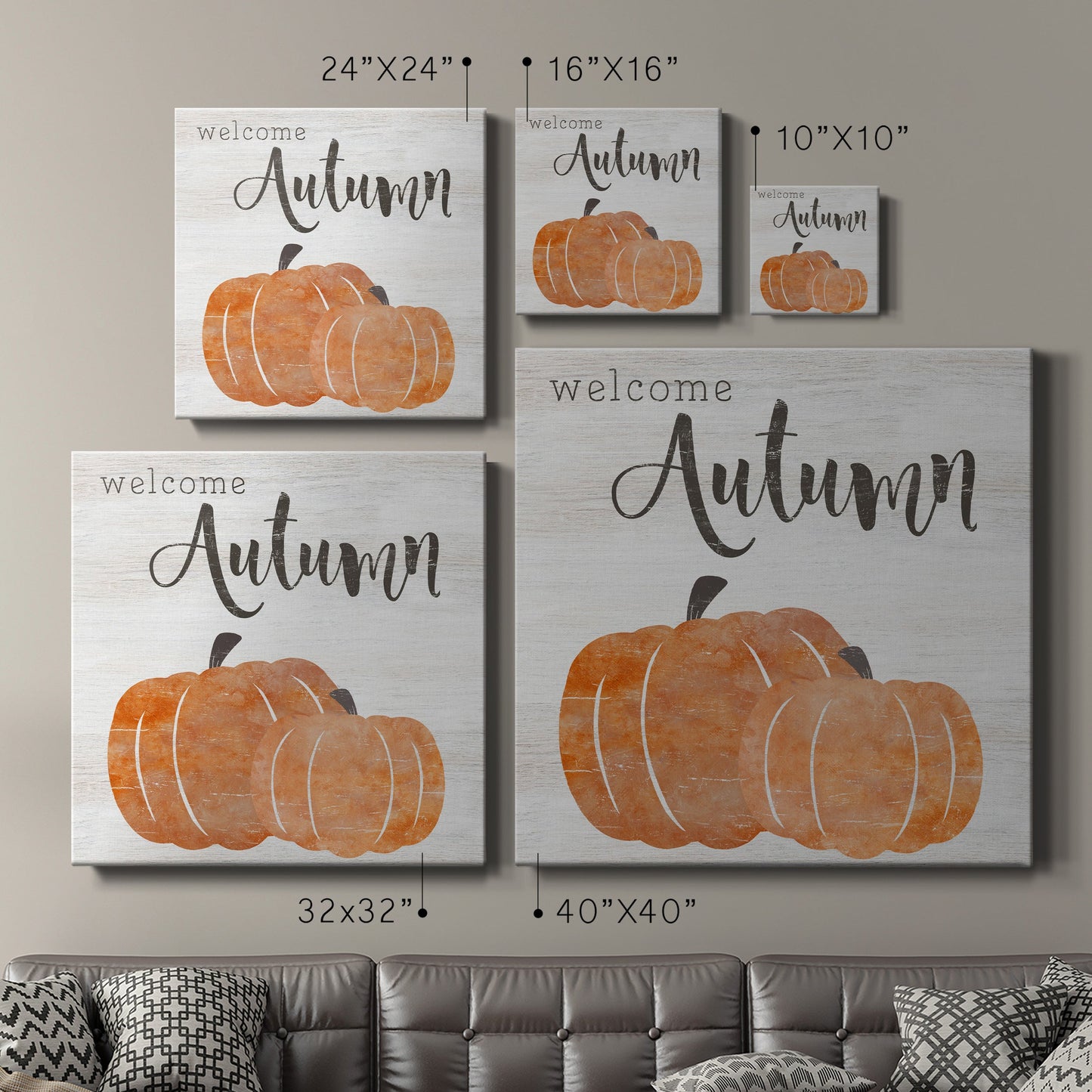 Welcome Autumn Pumpkins-Premium Gallery Wrapped Canvas - Ready to Hang