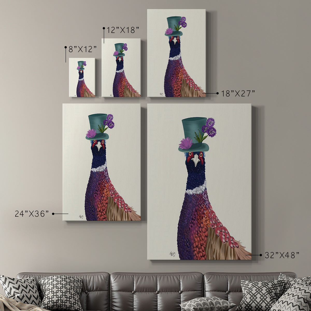 Pheasant in Blue Hat Premium Gallery Wrapped Canvas - Ready to Hang