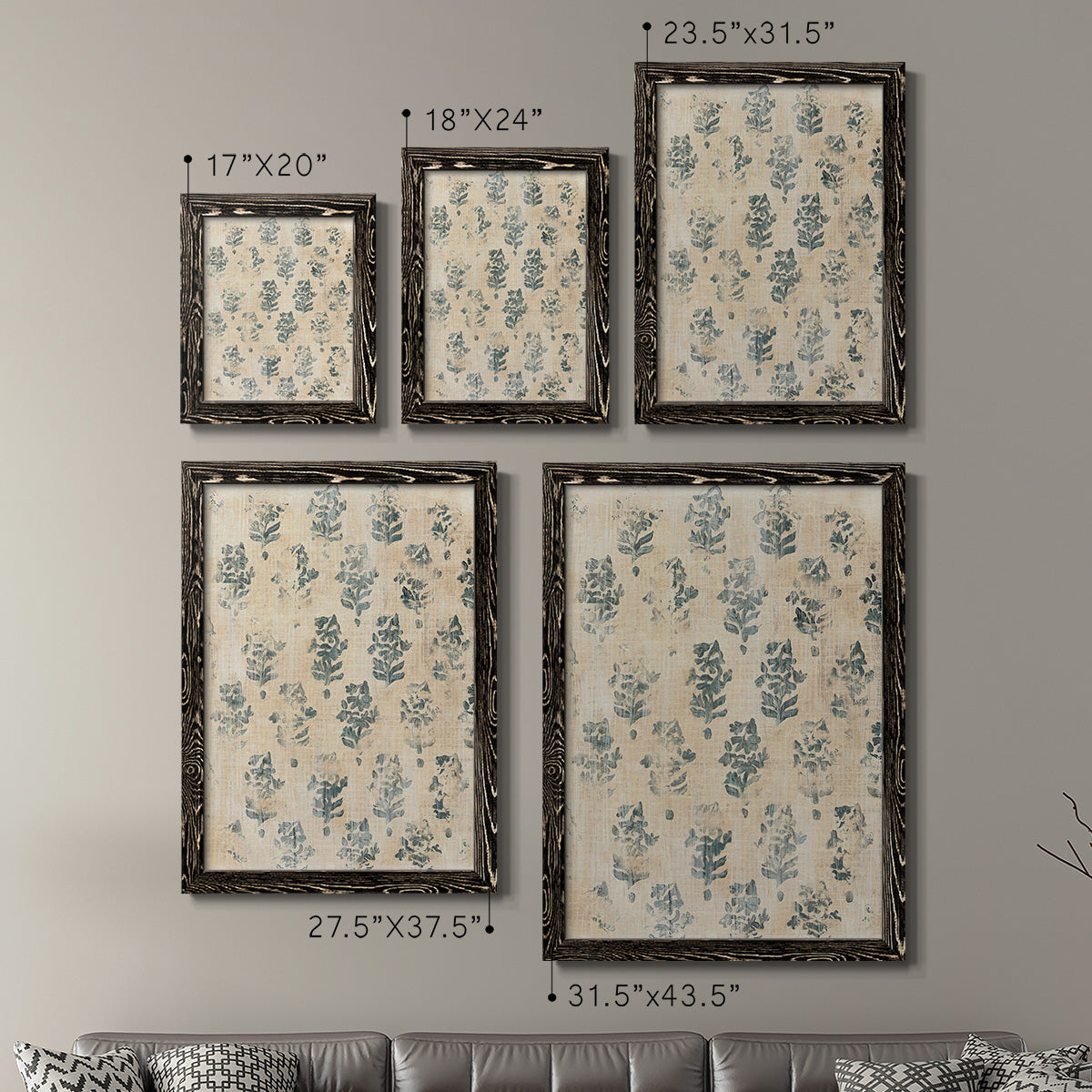 Vintage Blockprint I - Premium Framed Canvas 2 Piece Set - Ready to Hang