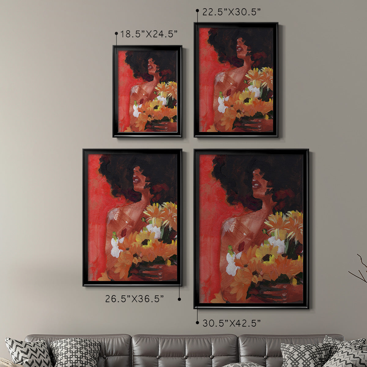 Through the Flowers I - Modern Framed Canvas Print