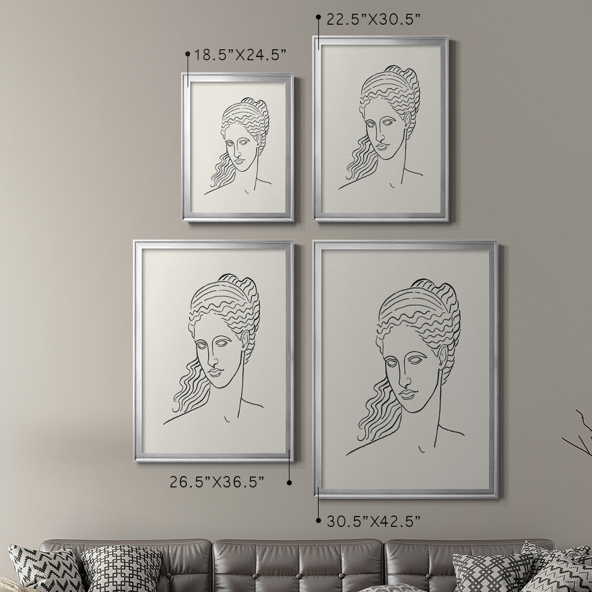 Greek Busts II - Modern Framed Canvas Print