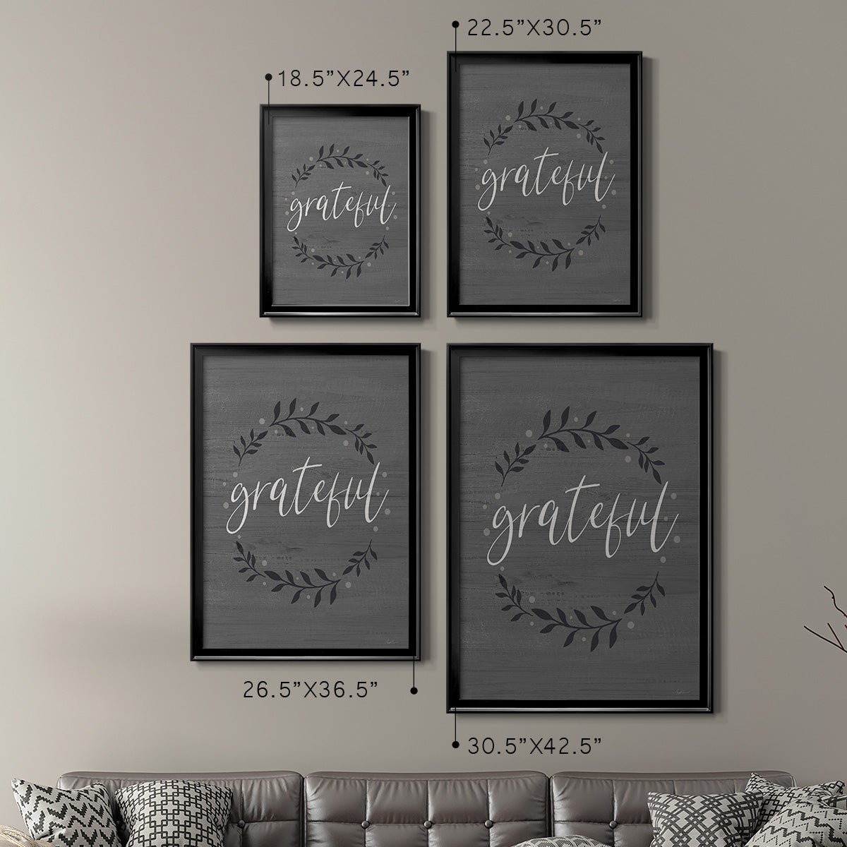 Grateful Wreath - Modern Framed Canvas Print