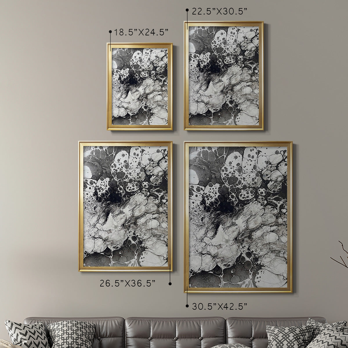 Marbling IX - Modern Framed Canvas Print