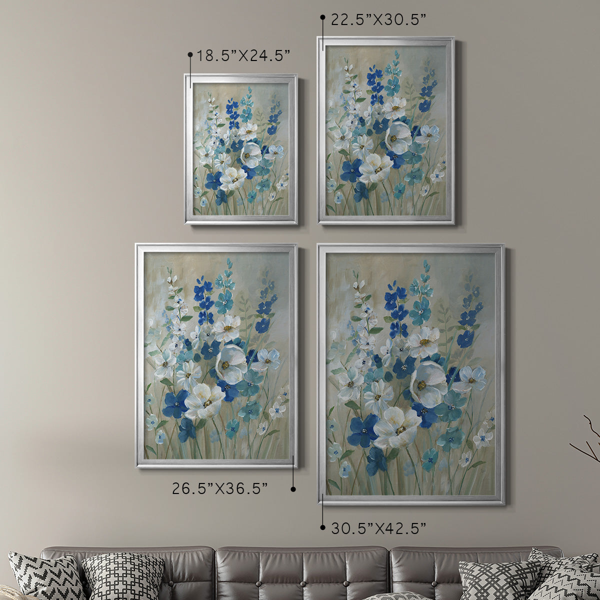 Blue Garden I - Modern Framed Canvas Print