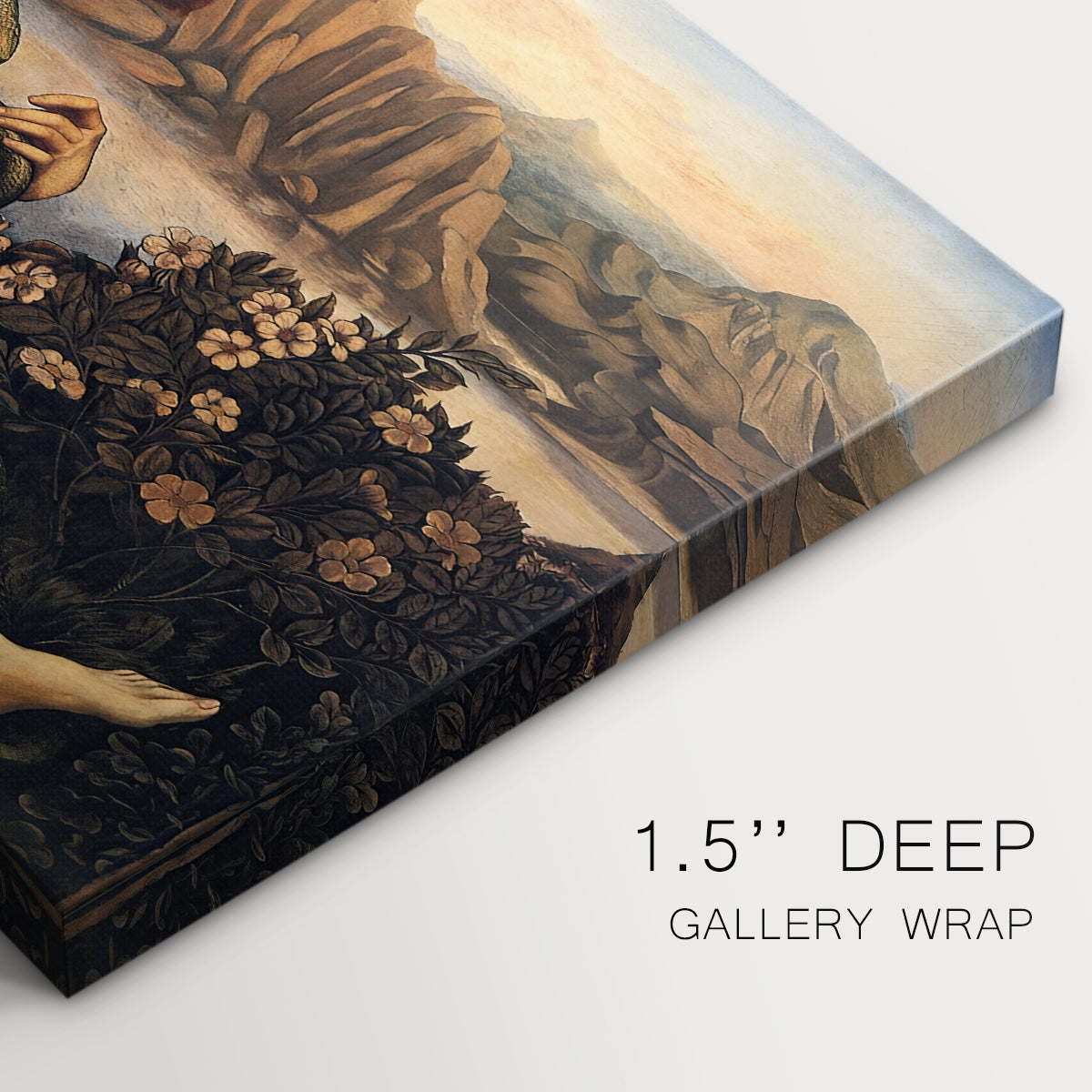 Canvas art print of an angelic figure confronting serpent in symbolic battle of good and evil, highlighting texture and gallery-wrapped edges