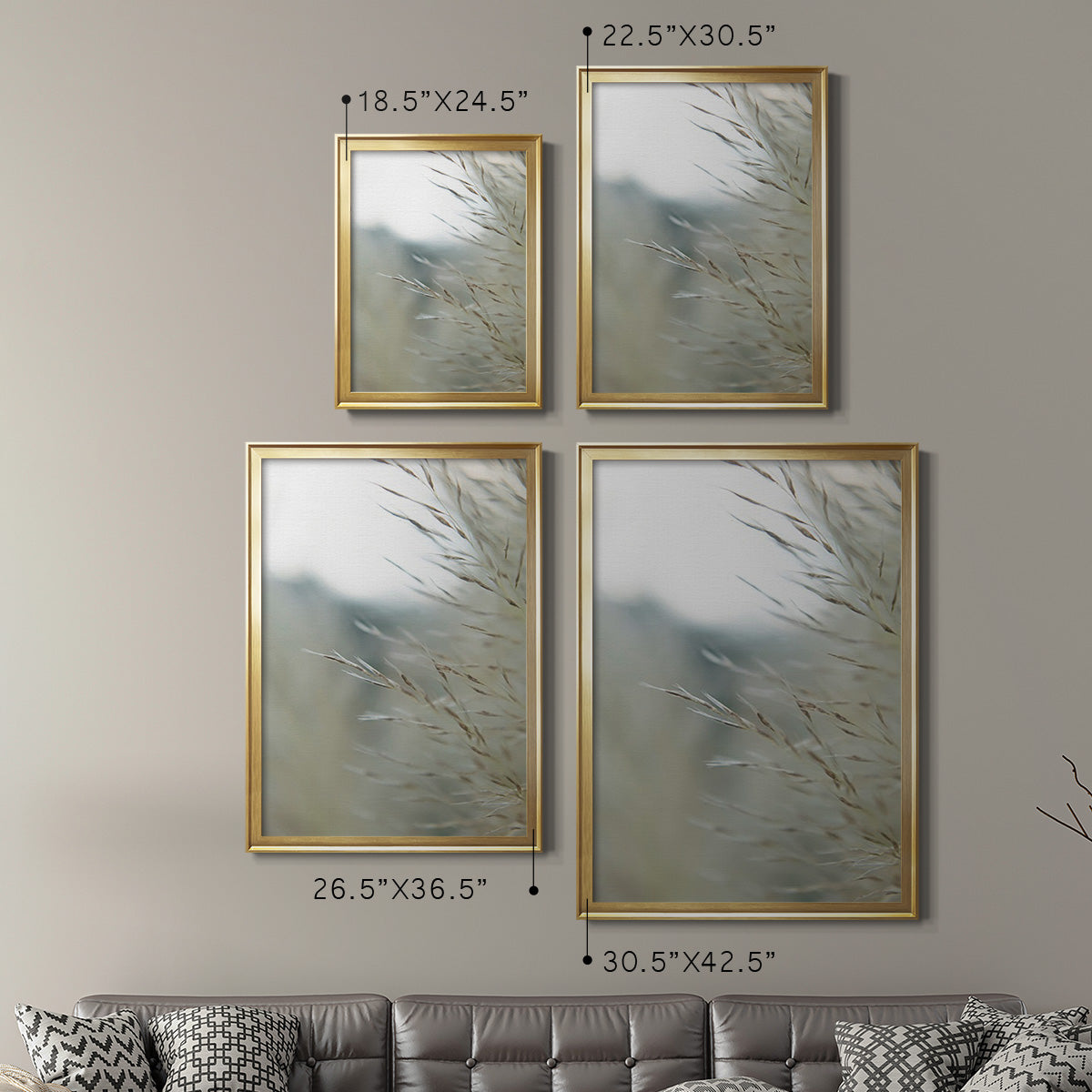 Subtle Grasses III - Modern Framed Canvas Print