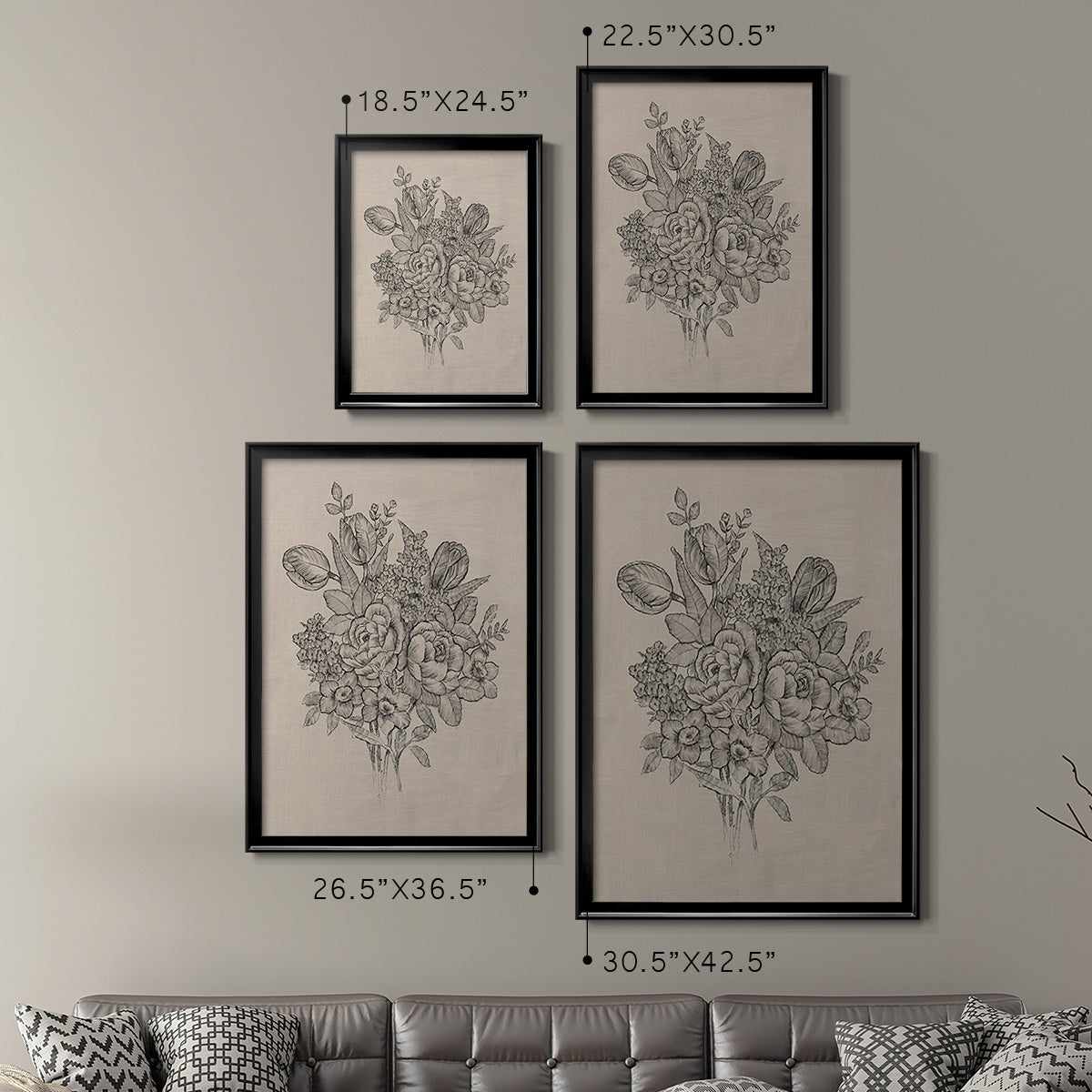 Floral Bouquet II - Modern Framed Canvas Print