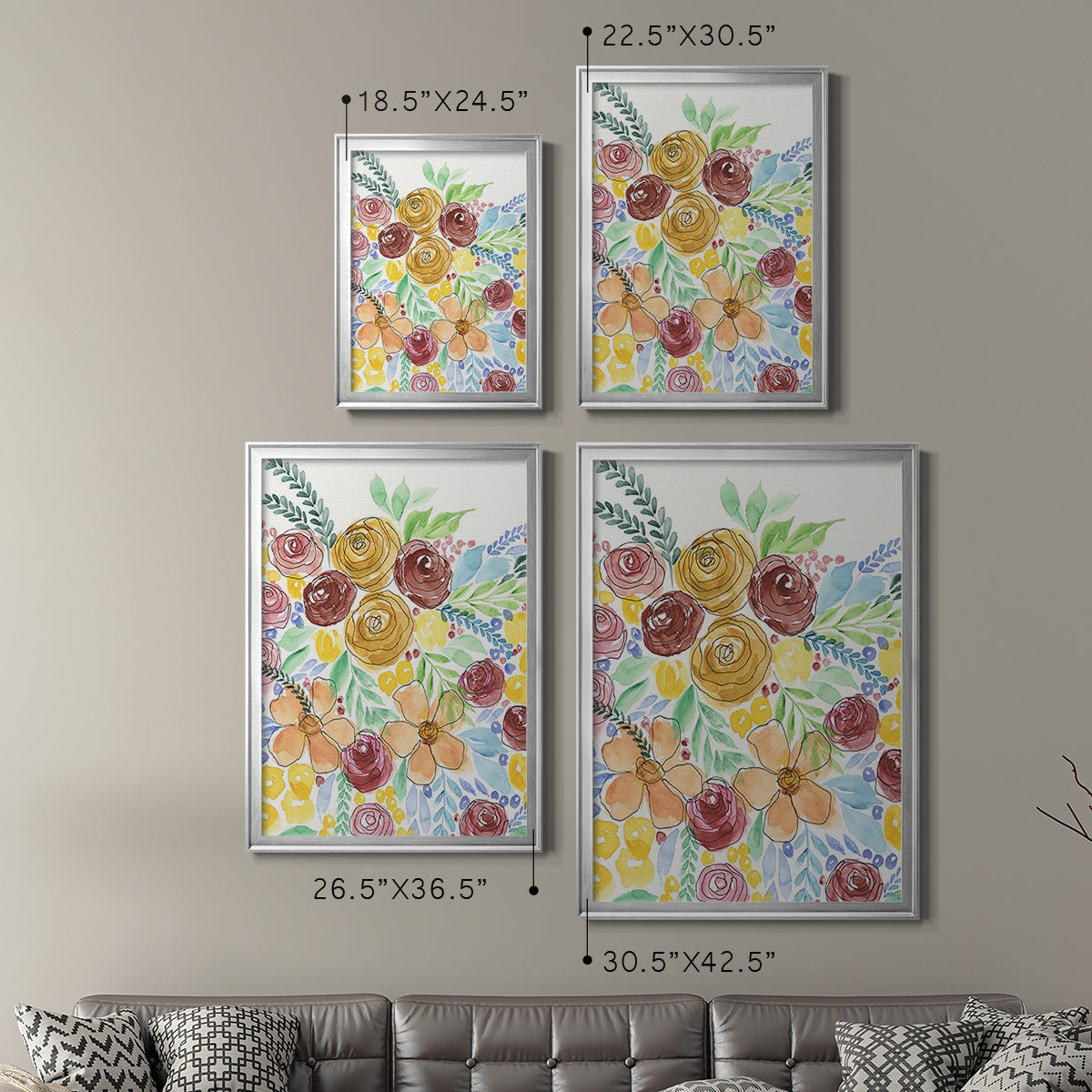 Flower Carousel I - Modern Framed Canvas Print