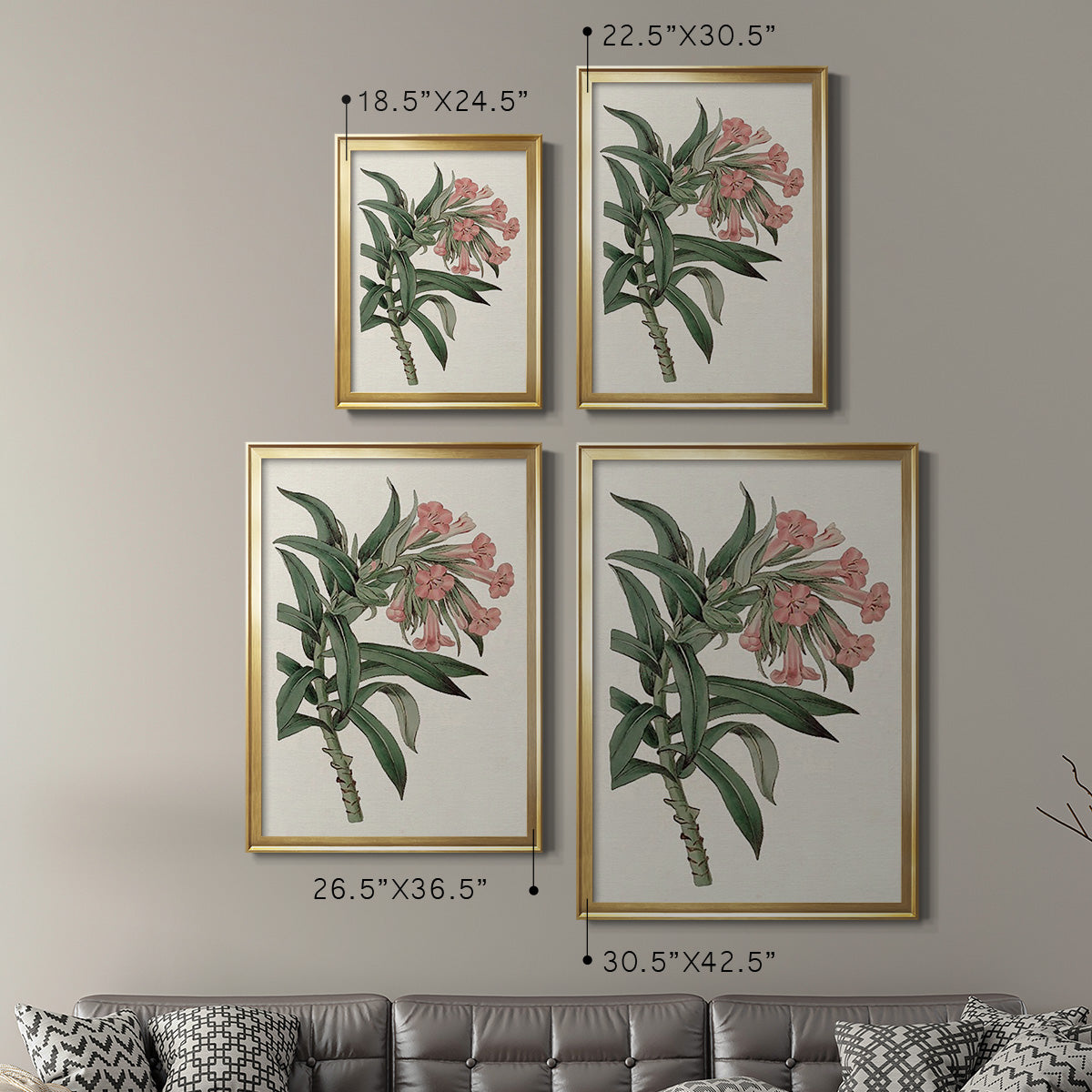 Pink Floral Mix VI - Modern Framed Canvas Print